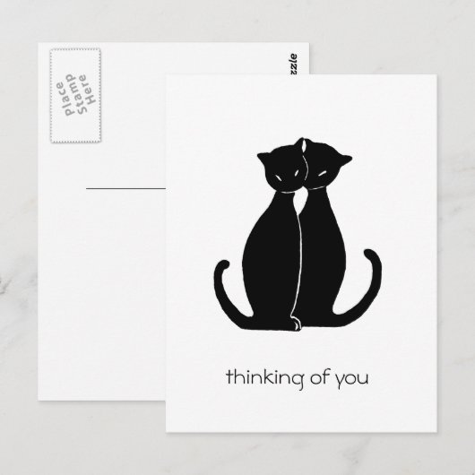 黒猫2匹 ポストカード (正面/裏面)