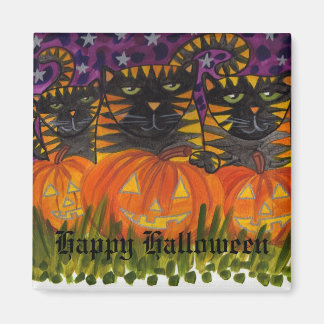 黒猫3匹とカボチャハッピーハローウィン! マグネット