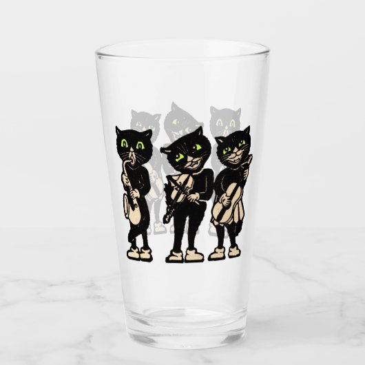 黒猫3匹の瞳が緑の遊瞳の音楽 タンブラーグラス (正面)