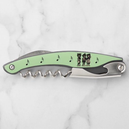 黒猫3匹の音楽遊楽器グリーン ソムリエナイフ (裏面)