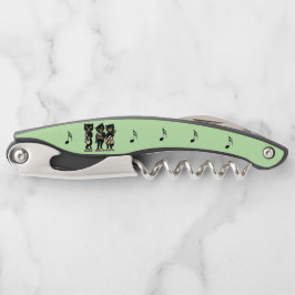 黒猫3匹の音楽遊楽器グリーン ソムリエナイフ