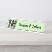 黒猫3匹の音楽遊楽器グリーン デスクネームプレート (正面)