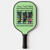 黒猫3匹遊の音楽オン・ノート・グリーン ピックルボールラケット (裏面)
