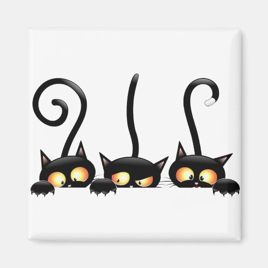 黒猫3匹 マグネット (正面)