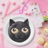 黒猫3D インスパイア ペーパープレート (パーティー)