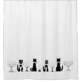黒猫4匹のルイス・ワーイン シャワーカーテン (正面)