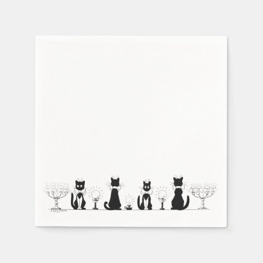 黒猫4匹のルイス・ワーイン スタンダードカクテルナプキン (正面)