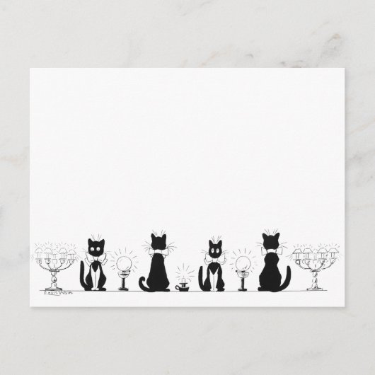 黒猫4匹のルイス・ワーイン ポストカード (正面)