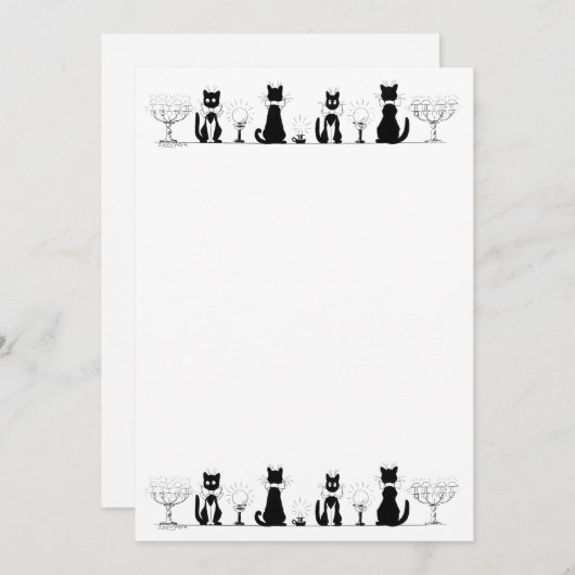 黒猫4匹のルイス・ワーイン 招待状 (正面/裏面)