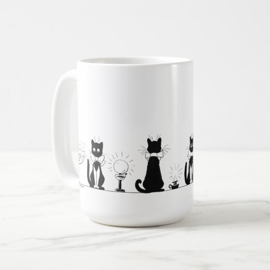 黒猫4匹、ルイ・ワインマグ コーヒーマグカップ (正面左)