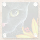 黒猫510 ladybug黄色の花 ガラスコースター (裏面)