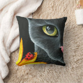 黒猫510 ladybug黄色の花 クッション (ブランケット)