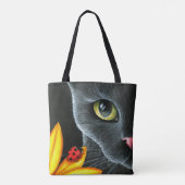 黒猫510 ladybug黄色の花 トートバッグ (裏面)