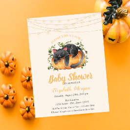 黒猫,かぼちゃや,ストリングライト,ドット赤ちゃんシャワー 招待状
