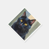 黒猫 | かわいい子猫の水彩画 スタンダードカクテルナプキン (角)