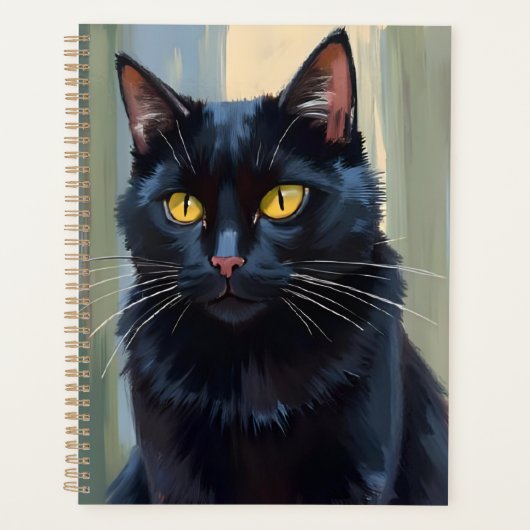 黒猫 | かわいい子猫の水彩画 プランナー手帳 (正面)