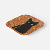 黒猫、かわいい子猫、オレンジきらめく色グリッター ペーパープレート (傾斜あり)