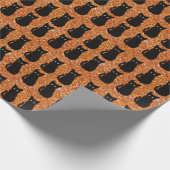 黒猫、かわいい子猫、オレンジきらめく色グリッター ラッピングペーパー (角)