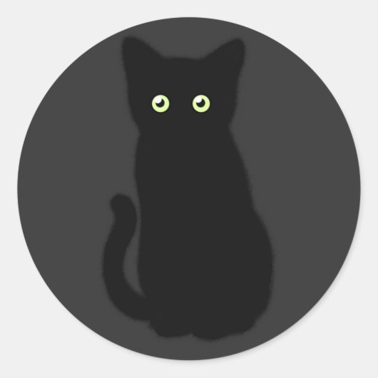 黒猫、かわいい子猫、不気味おもしろい ラウンドシール (正面)