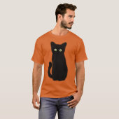 黒猫、かわいい子猫、不気味おもしろい Tシャツ (正面フル)