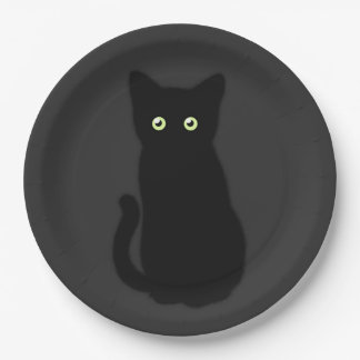 黒猫、かわいい子猫、不気味なおもしろいクラシック ペーパープレート