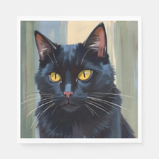 黒猫 | かわいい子猫 水彩画 スタンダードランチョンナプキン (正面)