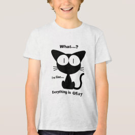 黒猫、かわいい猫、猫柄、モダン トライブレンドＴシャツ