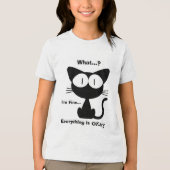黒猫、かわいい猫、猫柄、モダン トライブレンドＴシャツ (正面)