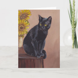 黒猫&ひまわりアートグリーティングカード カード