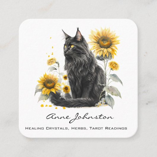 黒猫・ひまわりスクエアビジネスカード スクエア名刺 (正面)