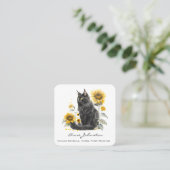 黒猫・ひまわりスクエアビジネスカード スクエア名刺 (スタンド正面)