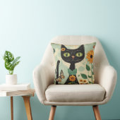 黒猫，ひまわり，蝶，先住民アート クッション (椅子)