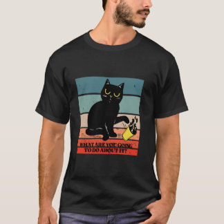 黒猫 イエロー カップ 転倒 ユーモラス パウ・フー Tシャツ