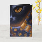 黒猫 – ウィッチハットカード カード (黄色い花)