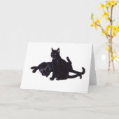 黒猫 カード (黄色い花)