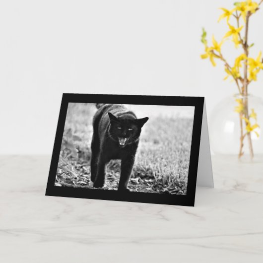 "黒猫" カード (黄色い花)