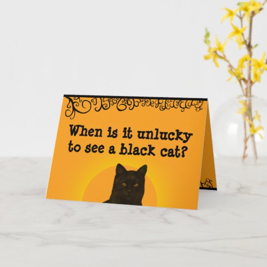 黒猫 カード (黄色い花)