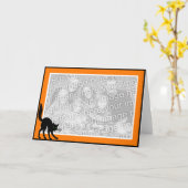 黒猫 カード (黄色い花)