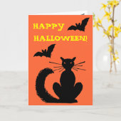 黒猫 カード (黄色い花)