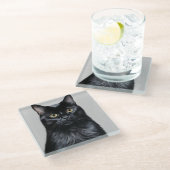 黒猫 ガラスコースター (アングル)
