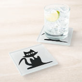 黒猫 ガラスコースター (アングル)