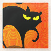 黒猫 ガラスコースター (正面)