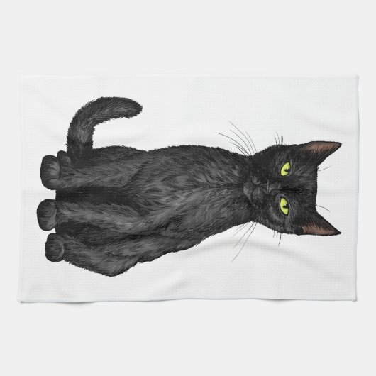 黒猫 キッチンタオル (横)