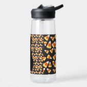 黒猫、キャンディーコーンパターン、ハロウィーンおもしろい ウォーターボトル (左面)