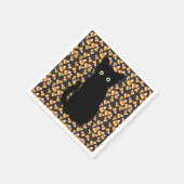 黒猫、キャンディーコーンパターン、ハロウィーンおもしろい スタンダードカクテルナプキン (角)