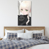 黒猫 キャンバスプリント (インサイチュ (寝室))