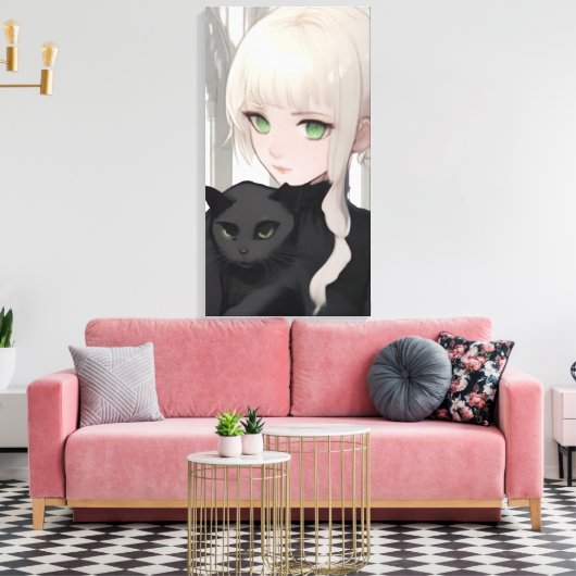 黒猫 キャンバスプリント (インサイチュ (リビング))