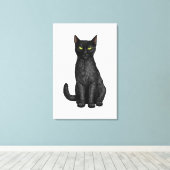 黒猫 キャンバスプリント (インサイチュ (ウッドフロア))