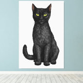 黒猫 キャンバスプリント (インサイチュ (ウッドフロア))