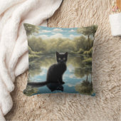 黒猫 クッション (ブランケット)